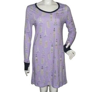 Nite Nite MUNKI MUNKI Nightgown, M, Landmarks/Big Ben, Eiffel tower, Long sleeve